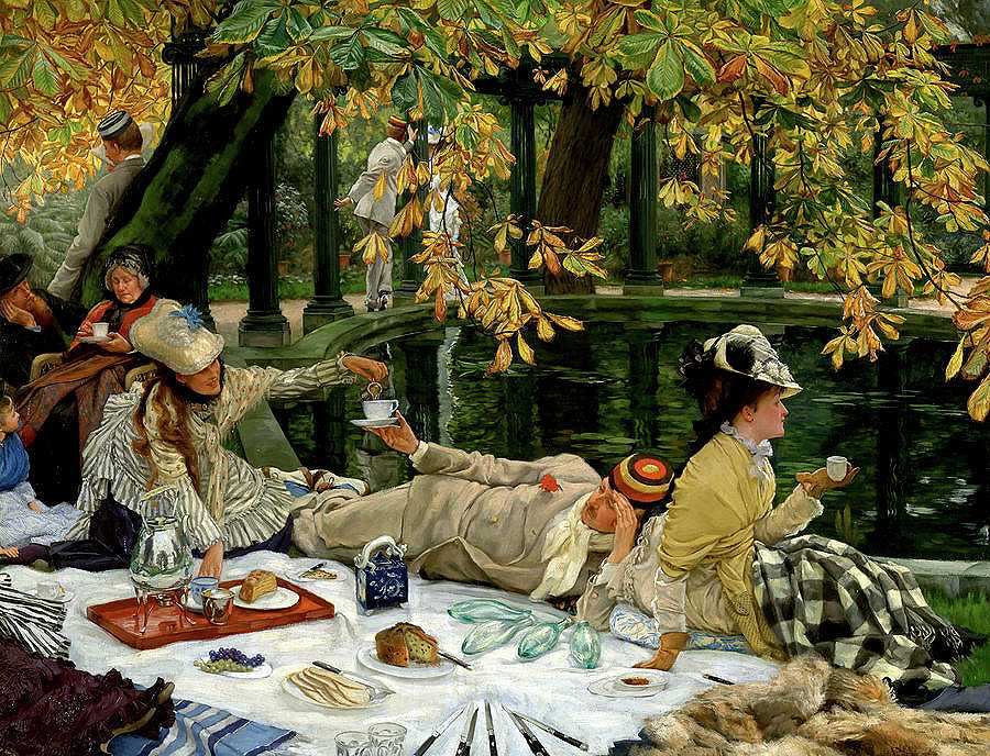 野餐，1876年`The Picnic, 1876 by James Tissot