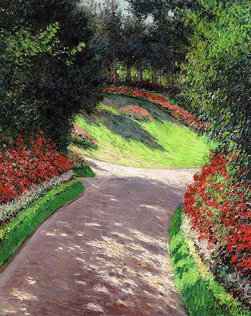 花园里的小路`The Path in the Garden by Gustave Caillebotte