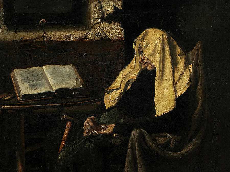 老妇人睡着了`Old Woman Asleep by Unknown artist