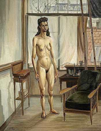 1944年，摄影棚里的女性裸体`Female Nude in Studio, 1944 by Francis Gruber