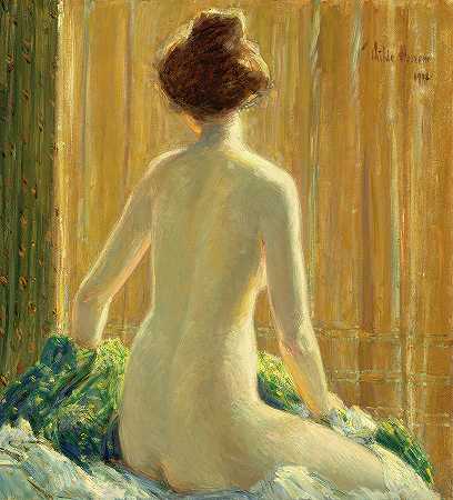 裸体坐姿`Nude Seated by Childe Hassam