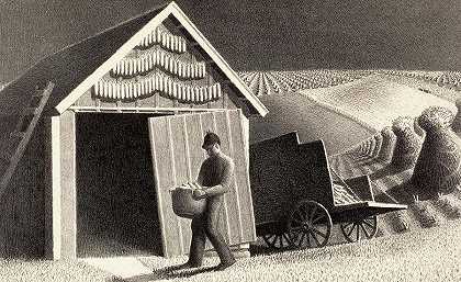 播种时间和收获，1937年`Seed Time and Harvest, 1937 by Grant Wood