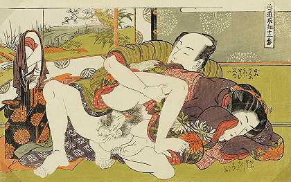 顺佳，在镜子前`Shunga, Before the Mirror by Isoda Koryusai