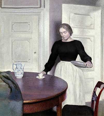 1899年10月30日Strandgade室内`Interior, Strandgade 30, 1899 by Vilhelm Hammershoi