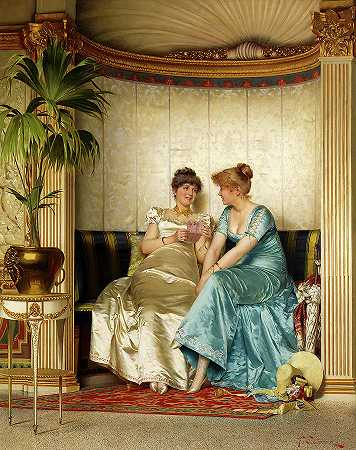 分享秘密，·Sharing Secrets, 19th century by Frederic Soulacroix