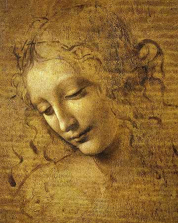 一个头发蓬乱的年轻女子的头，1508年`Head Of A Young Woman With Tousled Hair, 1508 by Leonardo da Vinci