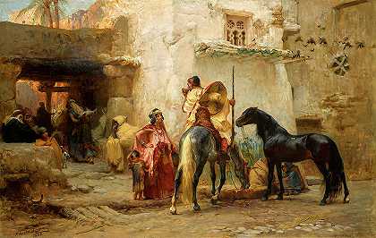 阿尔及利亚街头，1882年`Street in Algeria, 1882 by Frederick arthur Bridgman
