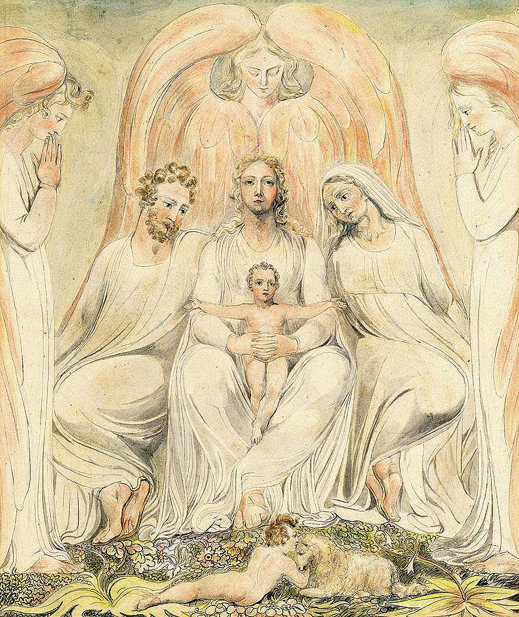神圣的家庭，基督在真理的膝上`The Holy Family, Christ in the Lap of Truth by William Blake