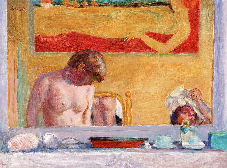 年轻女子在梳妆`Young Woman at Her Toilette by Pierre Bonnard