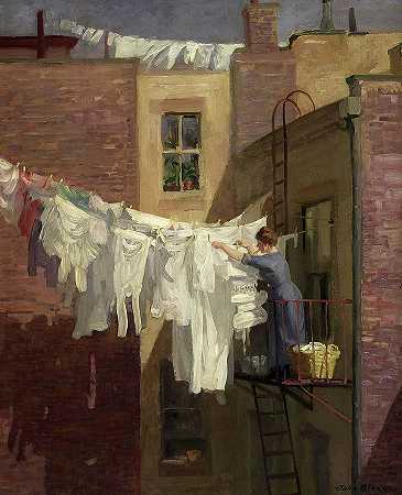 《女人的作品》，1912年`A Woman\’s Work, 1912 by John Sloan