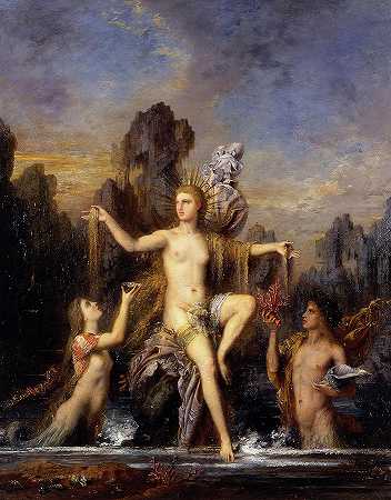 维纳斯从海上升起，1866年`Venus Rising from the Sea, 1866 by Gustave Moreau
