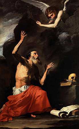 圣杰罗姆与天使`Saint Jerome and the Angel by Jusepe de Ribera