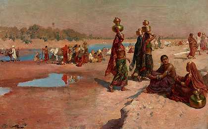 1885年恒河上的运水者`Water Carriers of the Ganges, 1885 by Edwin Lord Weeks