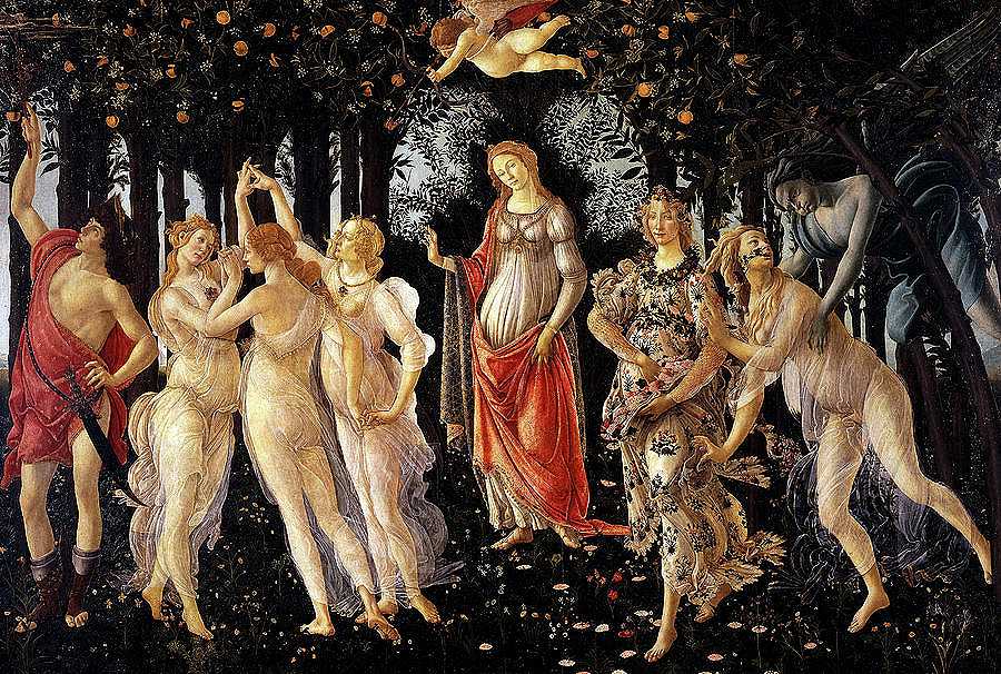 普里马维拉，1482年`Primavera, 1482 by Sandro Botticelli