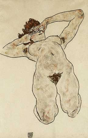 Akt，裸体`Akt, Nude by Egon Schiele