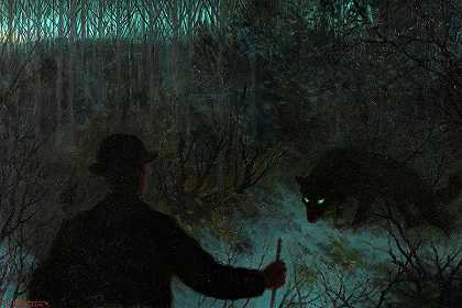 灰烬小子和狼`The Ash Lad and the Wolf by Theodor Kittelsen