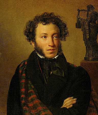 诗人亚历山大·普希金画像`Portrait of Poet Alexander Pushkin by Orest Kiprensky