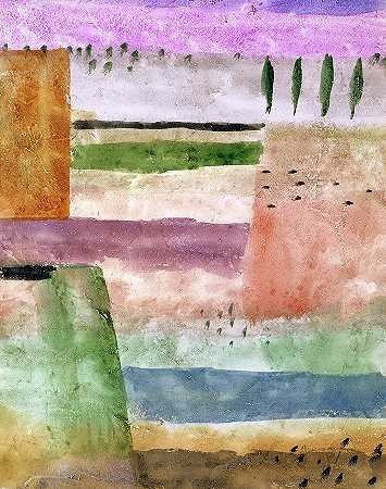 杨树景观`Landscape with Poplars by Paul Klee