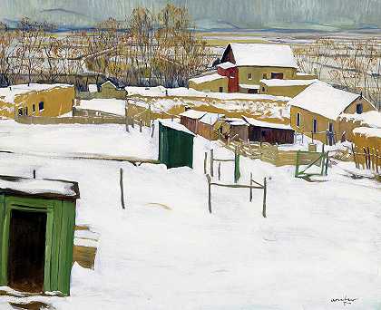 1914-1920年《雪中的陶》`Taos in the Snow, 1914-1920 by Walter Ufer