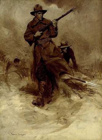 行动中的美西战争士兵`Spanish-American War Soldiers in Action by Frederic Remington