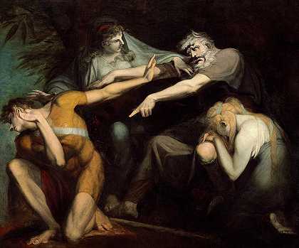 俄狄浦斯诅咒他的儿子`Oedipus Cursing His Son by Henry Fuseli