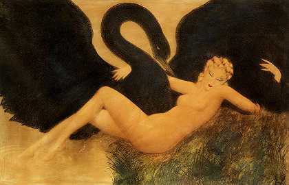 列达与天鹅`Leda and the Swan by Louis Icart