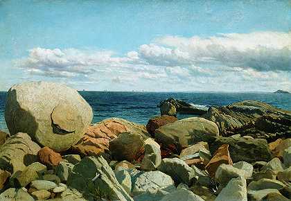 海岸岩石，纳汉特`Coastal Rocks, Nahant by William Bradford