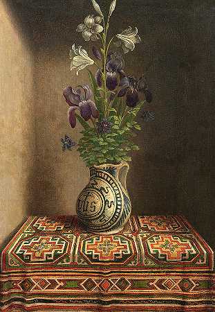 水罐里的花，1485年`Flowers in a Jug, 1485 by Hans Memling