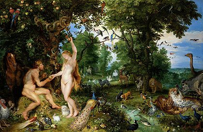 人类堕落的伊甸园`The Garden of Eden with the Fall of Man by Jan Brueghel and Paul Rubens