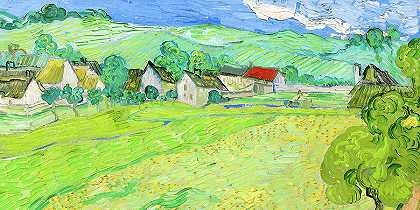 奥弗斯、麦田的维森诺特`Les Vessenots in Auvers, Wheat Fields by Vincent van Gogh