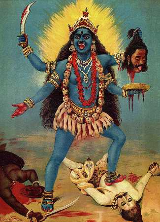 卡利女神，1910年`Goddess Kali, 1910 by Ravi Varma