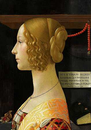 乔凡娜·德格利·阿尔比齐肖像，1490年`Portrait of Giovanna degli Albizzi, 1490 by Domenico Ghirlandaio