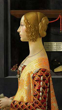 乔凡娜·托纳博尼肖像，1490年`Portrait of Giovanna Tornabuoni, 1490 by Domenico Ghirlandaio