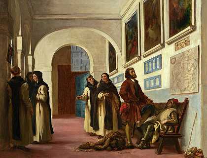 1838年，克里斯托弗·哥伦布和他的儿子在拉比达`Christopher Columbus and His Son at La Rabida, 1838 by Eugene Delacroix