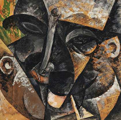 男人脑袋的活力`Dynamism of a Man\’s Head by Umberto Boccioni