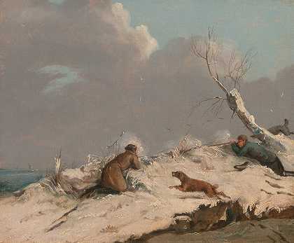 冬季猎鸭`Duck Shooting in Winter (ca. 1825) by Henry Thomas Alken