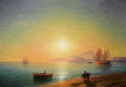 那不勒斯湾，1878年`The Bay of Naples, 1878 by Ivan Aivazovsky