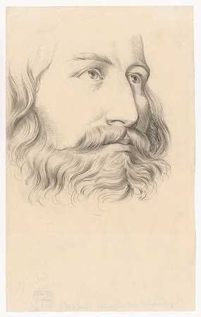 一个留着胡子的男性头部的研究`Study of a Male Head with Moustache and Beard by Ladislav Mednyánszky