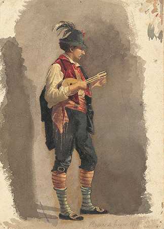 站立音乐家`Standing Musician (1870) by Circle of Mariano Fortuny y Carbó