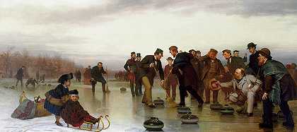 苏格兰冰壶运动，1862年在中央公园举行`Curling, a Scottish Game, at Central Park, 1862 by John George Brown