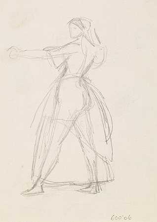 女性——研究一名女性以威胁的态度举起手臂`Female – Study of a Woman in a threatening Attitude, Arm raised (1851~2) by Sir John Everett Millais