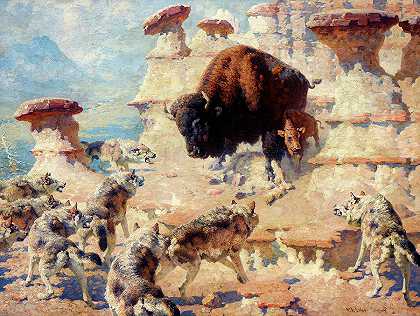 水牛妈妈`Buffalo Mother by William Robinson Leigh