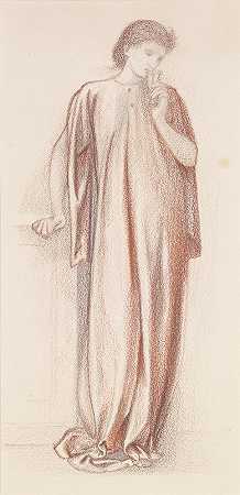 圣乔治系列-公主研究公主画了致命的一张`St George Series – Study of the Princess for ;The Princess draws the fatal Lot by Sir Edward Coley Burne-Jones