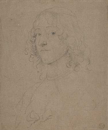 肖像研究`Portrait Study (1635–41) by Anthony van Dyck