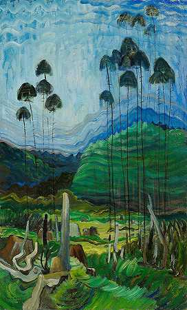 天空中的树木，1939年`Trees in the Sky, 1939 by Emily Carr