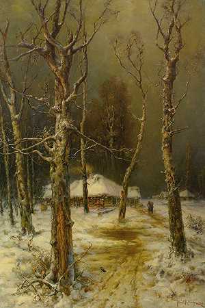 俄罗斯的冬天`Winter In Russia (1912) by Julius Sergius Klever