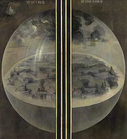 《从人间欢乐花园创造世界》，1490-1500年`The Creation of the World from Garden of Earthly Delights, 1490-1500 by Hieronymus Bosch