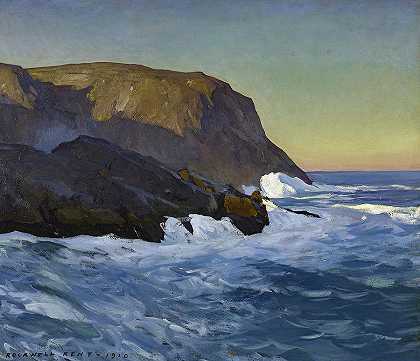 海岬，1910年`Headlands, Sea, 1910 by Rockwell Kent
