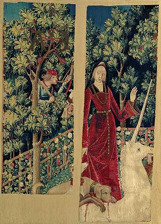 独角兽向少女投降`The Unicorn Surrenders to a Maiden by Netherlandish School