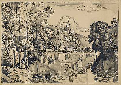 夏天的早晨，Les Andelys`Les Andelys on a Summer Morning (1923) by Paul Signac